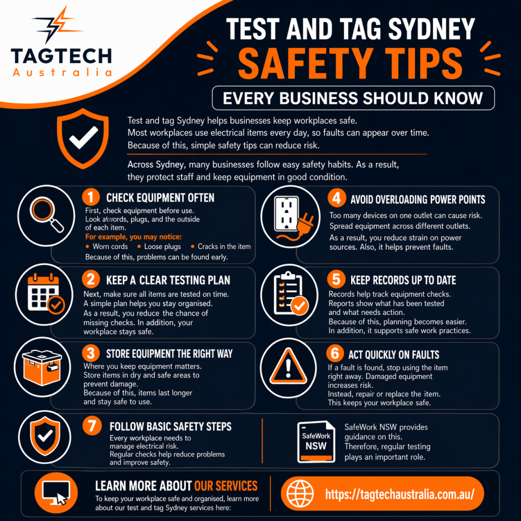 test and tag Sydney workplace safety tips equipment check