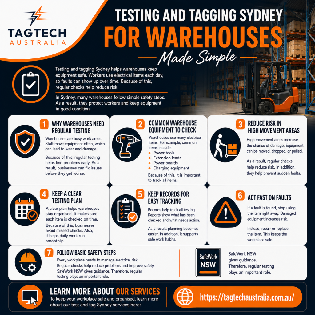 testing and tagging Sydney warehouse equipment safety check