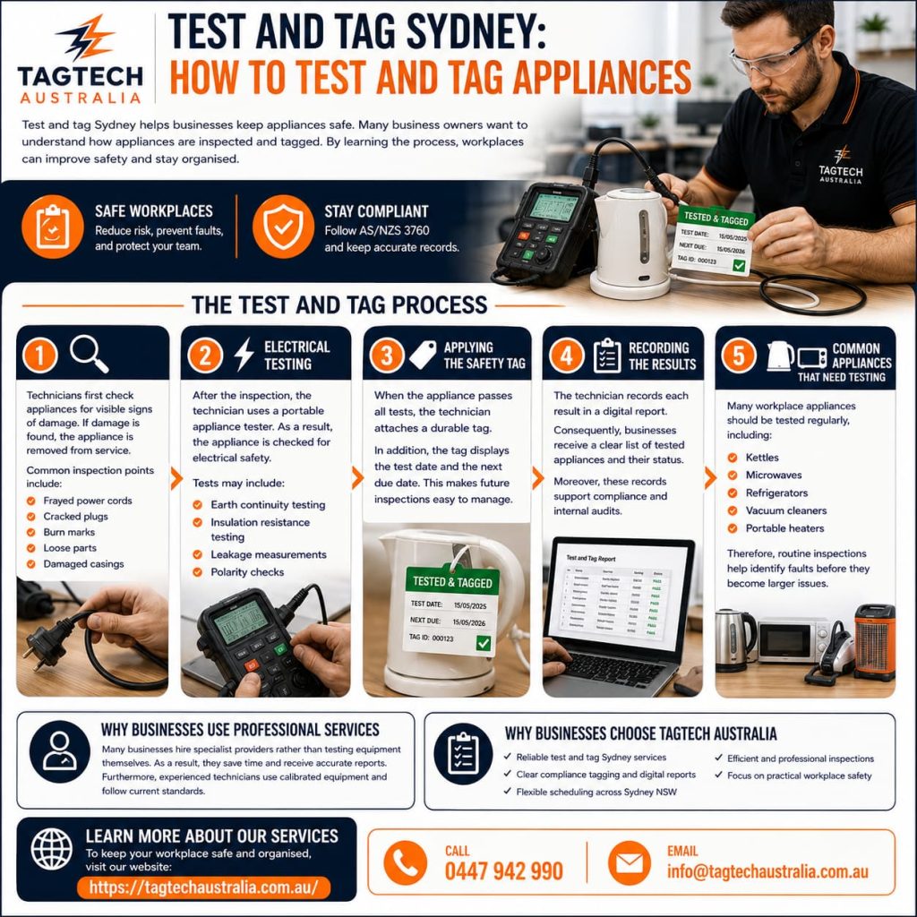 test and tag Sydney technician testing workplace appliances
