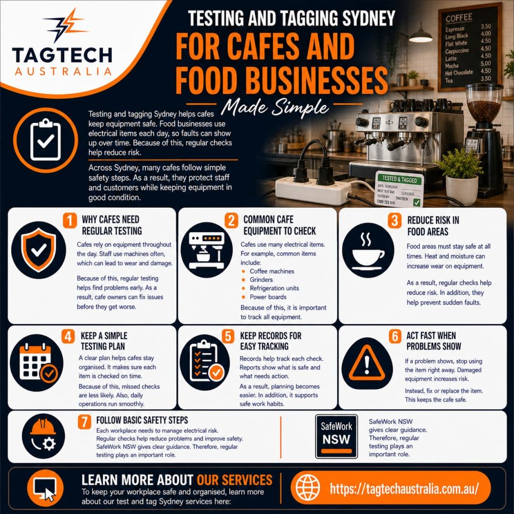 testing and tagging Sydney cafe equipment safety check