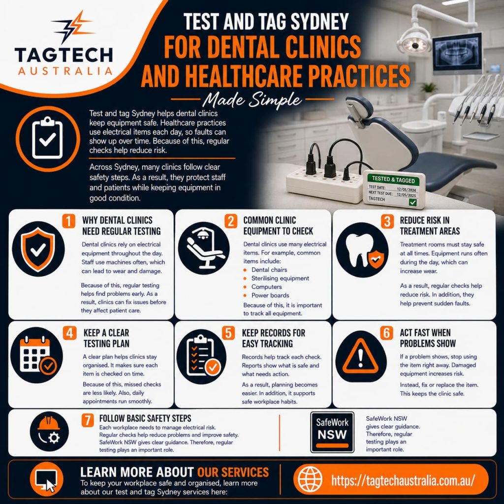 test and tag Sydney dental clinic equipment safety check