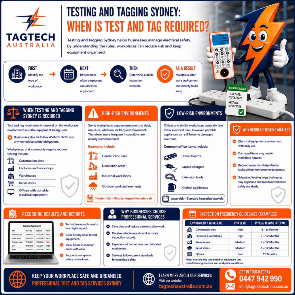testing and tagging Sydney electrical equipment inspection