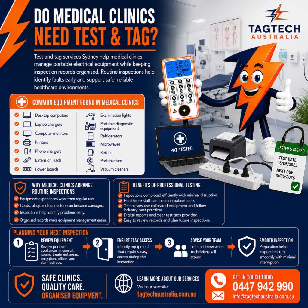 test and tag services Sydney medical clinic inspection