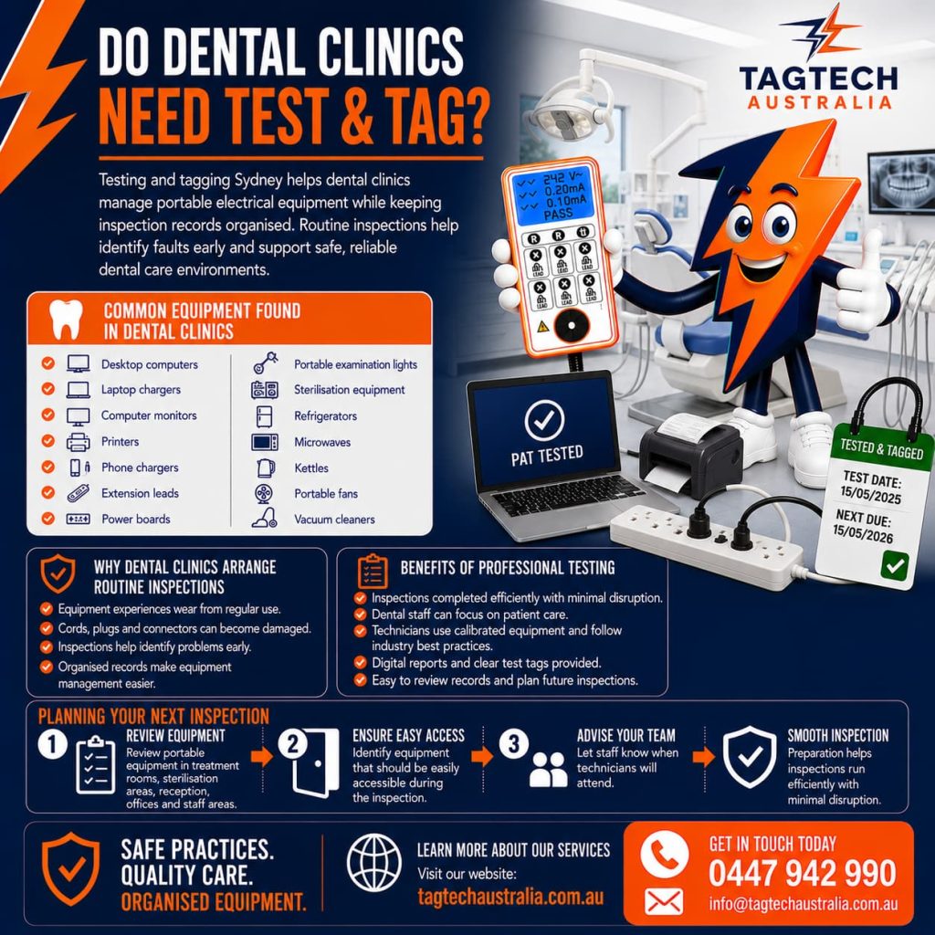 testing and tagging Sydney dental clinic inspection