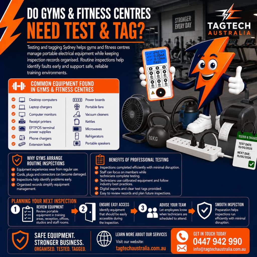 testing and tagging Sydney gym equipment inspection