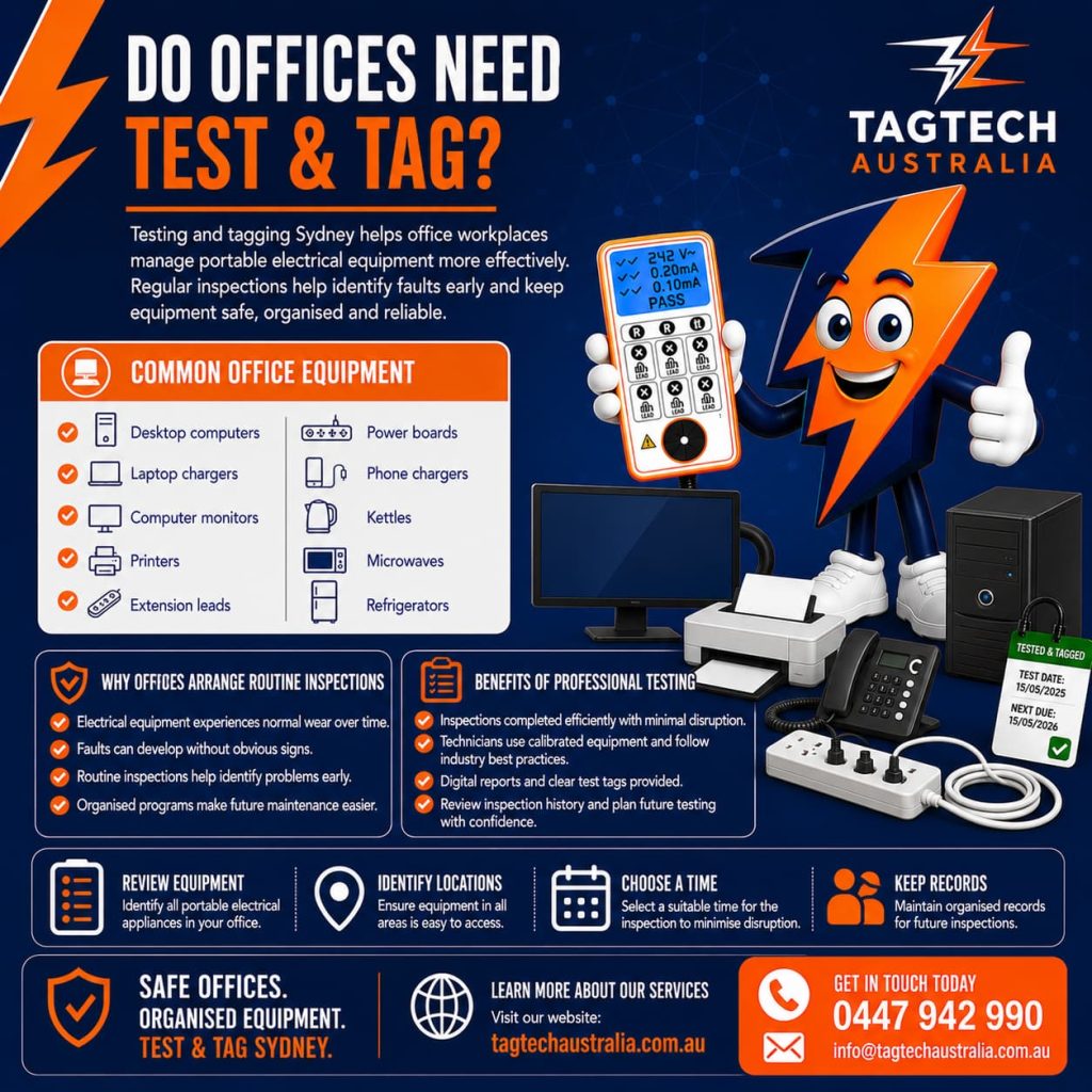 testing and tagging Sydney office workstation inspection