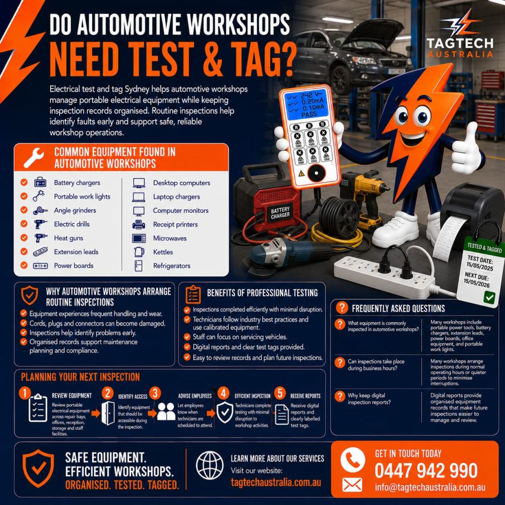 electrical test and tag Sydney automotive workshop