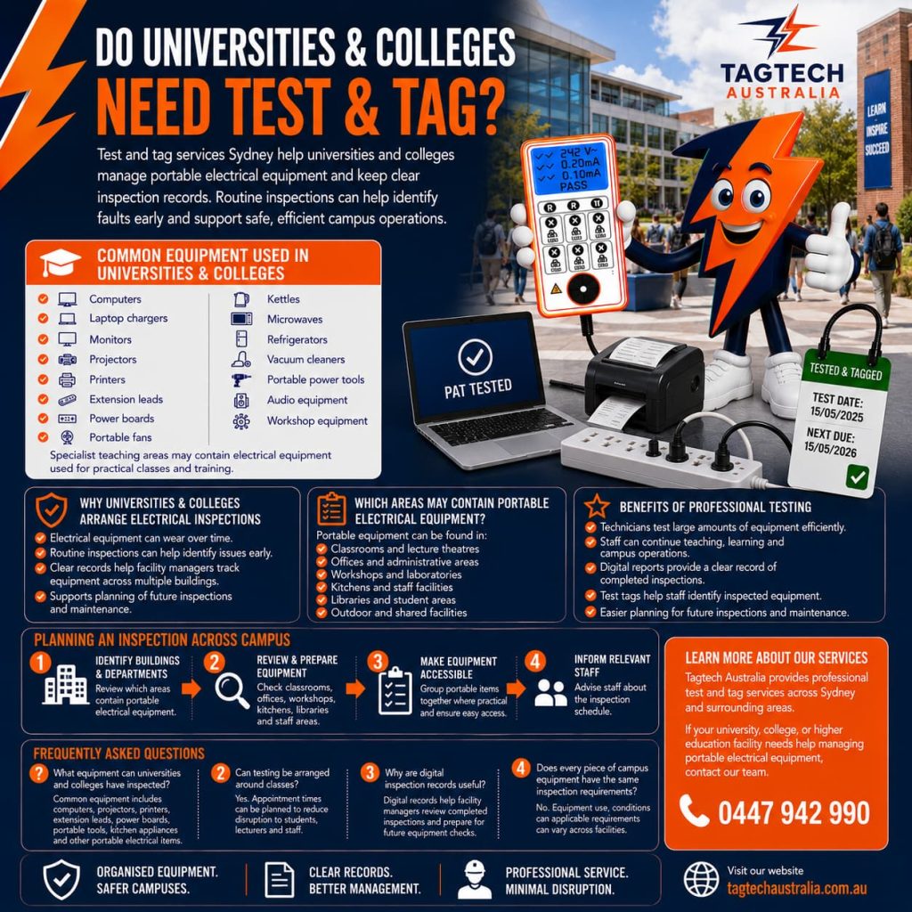 test and tag services Sydney university electrical equipment