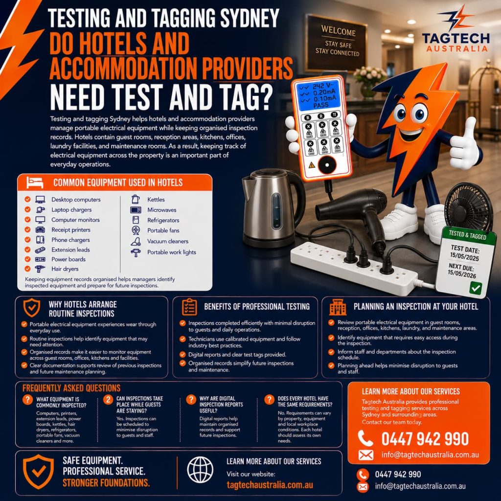 testing and tagging Sydney hotel electrical equipment