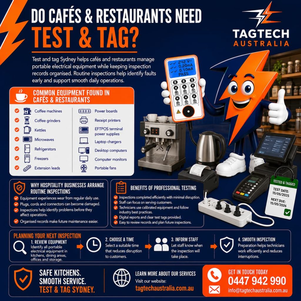 test and tag Sydney café coffee machine inspection