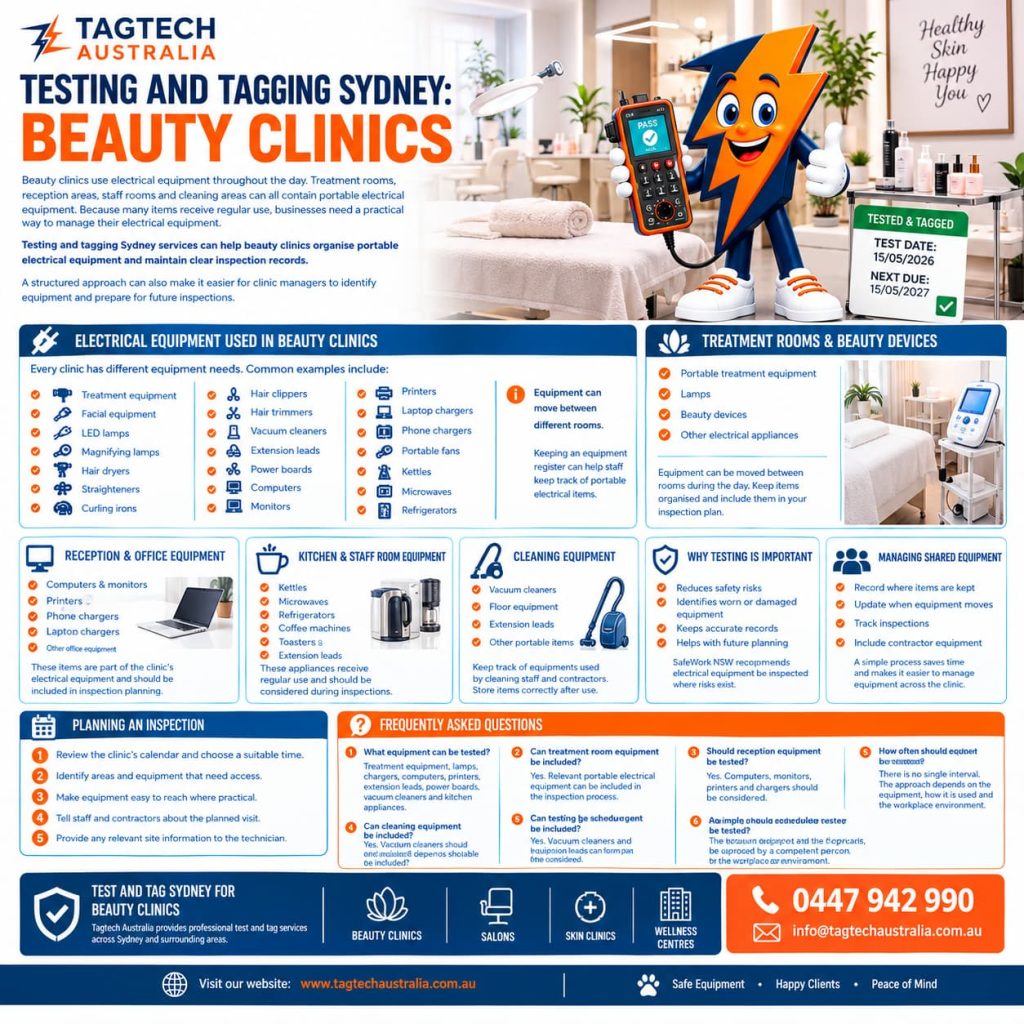 testing and tagging Sydney beauty clinic electrical equipment