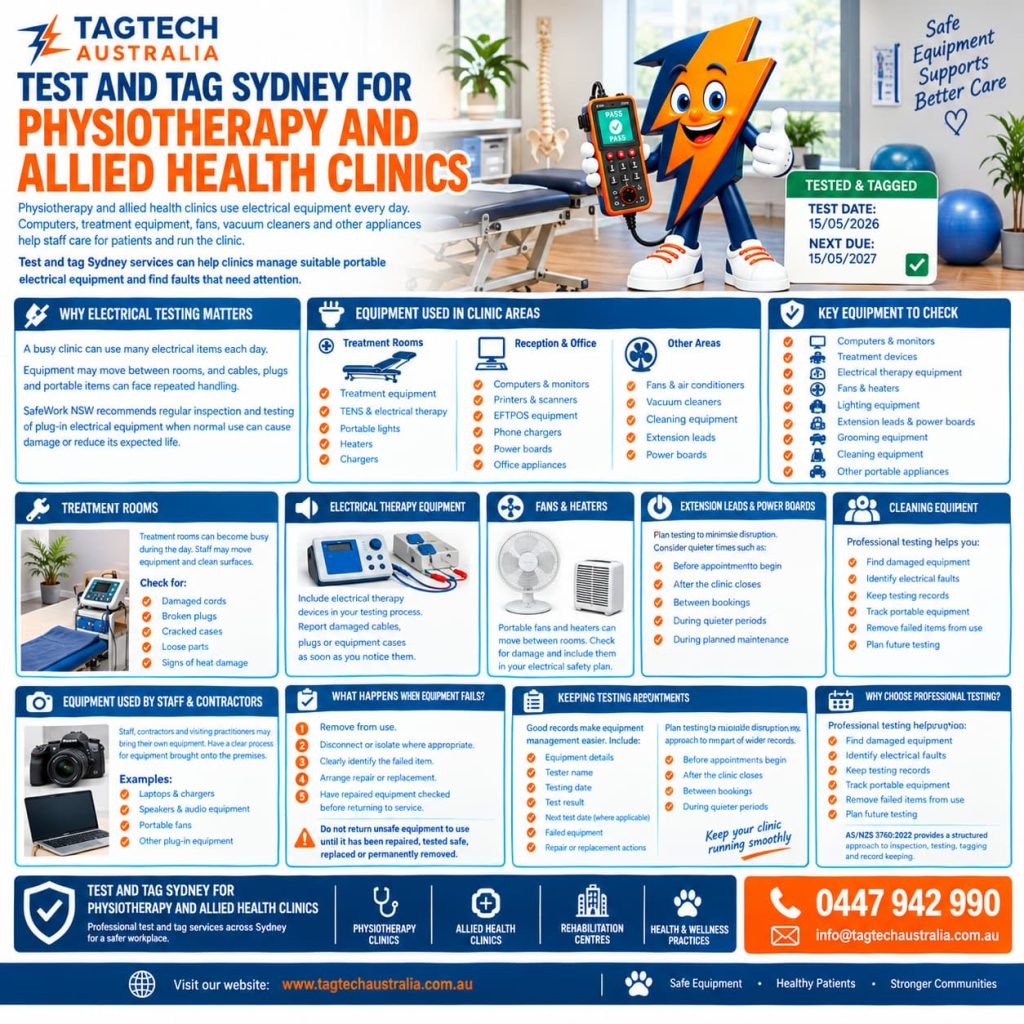 Test and tag Sydney for physiotherapy clinics
