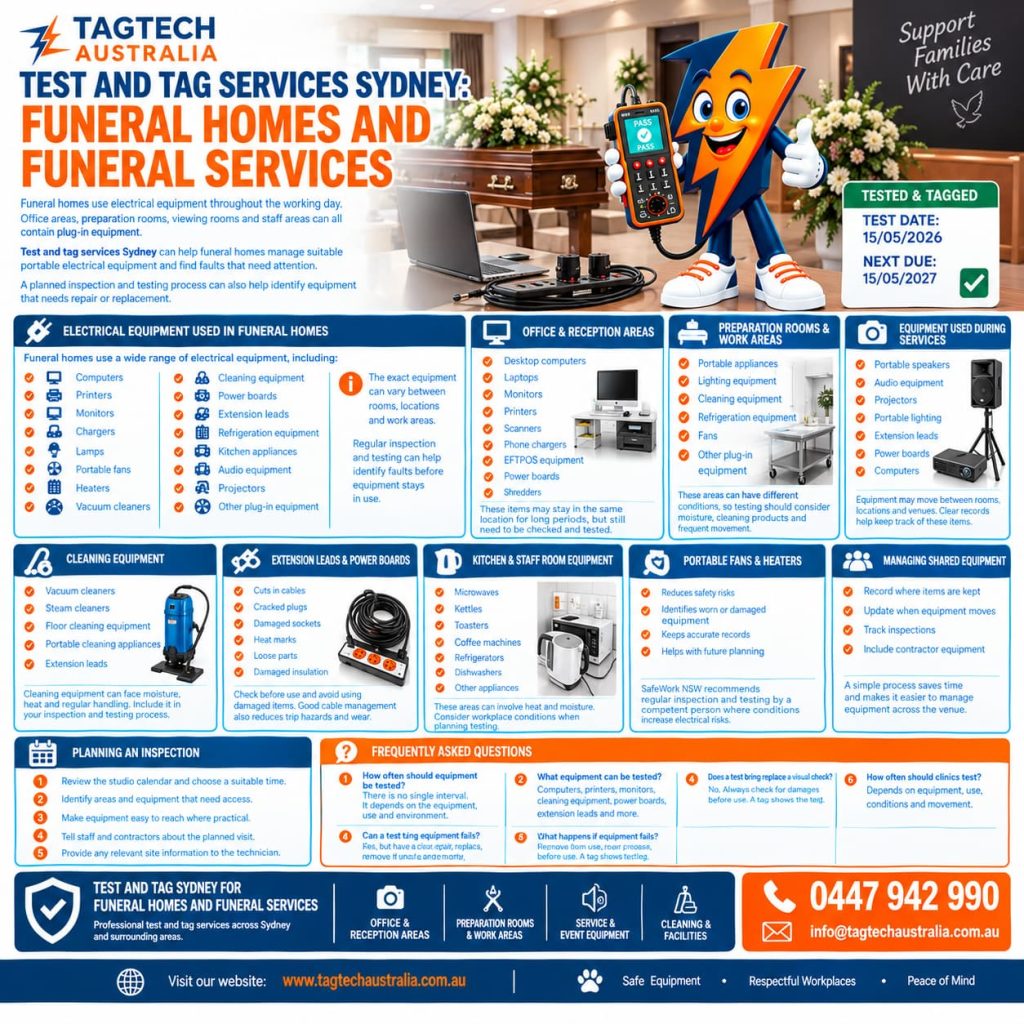 Test and tag services Sydney for funeral homes
