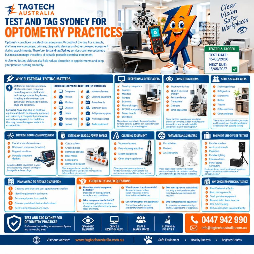 test and tag Sydney services for optometry practices